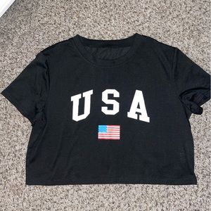 Black USA crop top